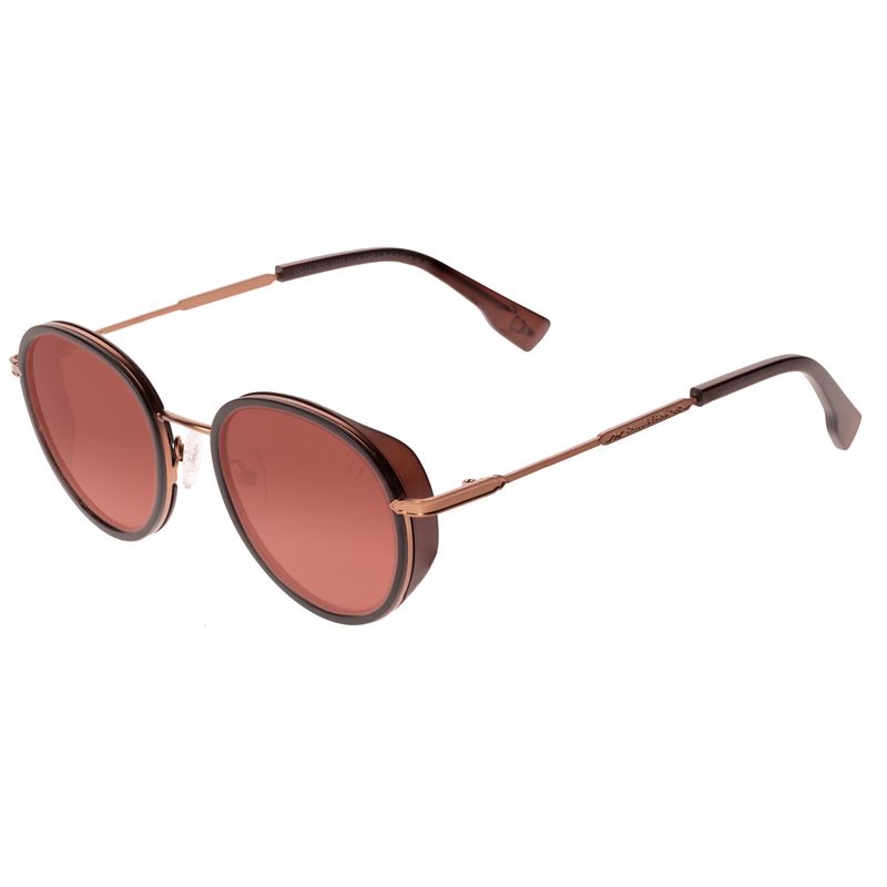 Óculos de Sol Unissex Western Redondo Flap Marrom OC.CL.3831-1702