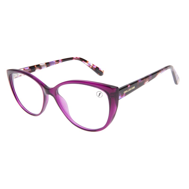 Armação Para Óculos de Grau Feminino Ótica Chilli Beans Cat Tartaruga Roxo LV.AC.0856-1406-6