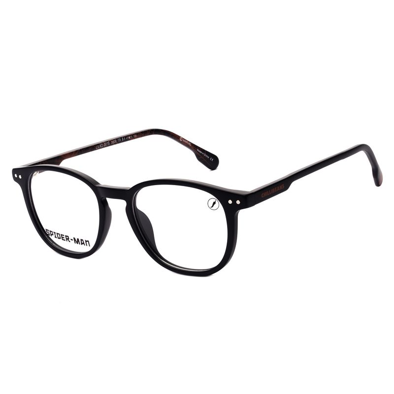 Armação Para Óculos de Grau Infantil Masculino Spider-Man Amigos Redondo Azul LV.KD.0016-0808