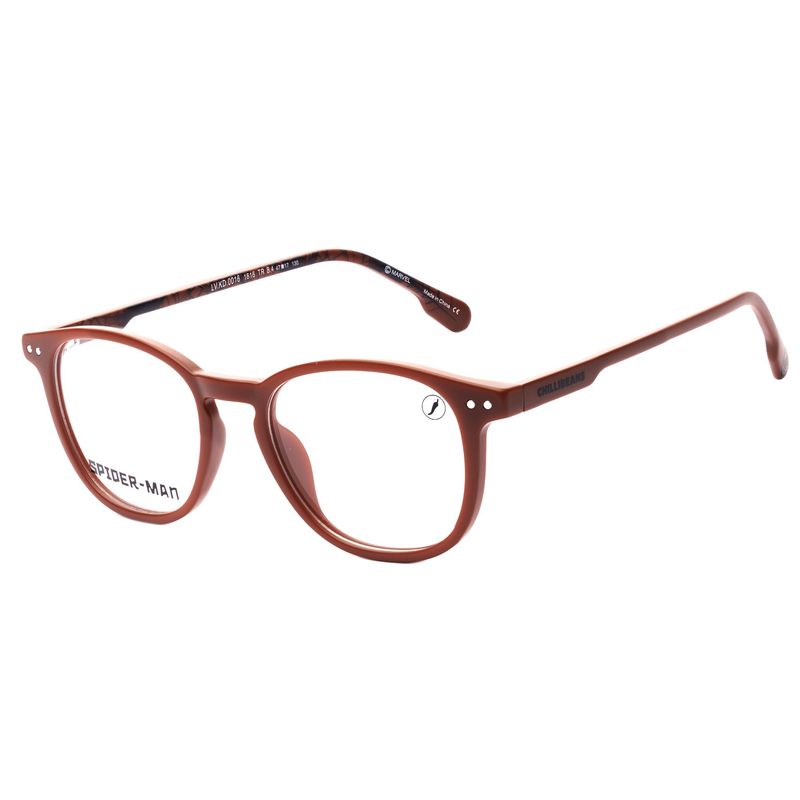 Armação Para Óculos de Grau Infantil Masculino Spider-Man Amigos Redondo Vermelho LV.KD.0016-1616