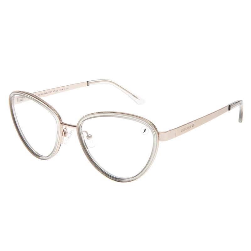 Armação Para Óculos de Grau Feminino Ótica Chilli Beans Gatinho Slim Dourado LV.AC.0846-1521