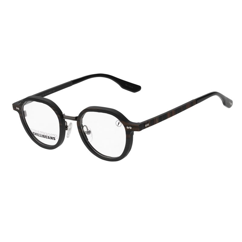 armação para óculos de grau unissex premium edition redondo ônix lv.mt.0635.2261